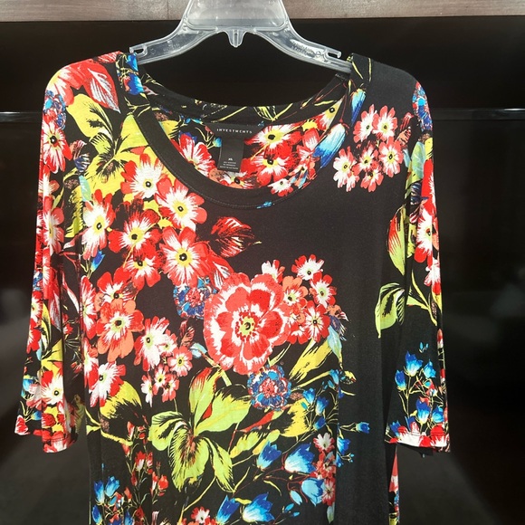 Investments Floral Knit Above Knee Dress Size XL - Picture 5 of 7